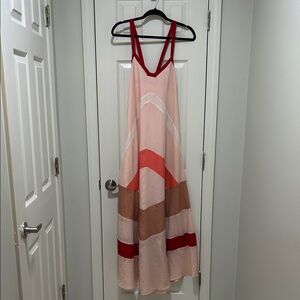 PJK Patterson J. Kincaid Pink and Red Colorblock Maxi Dress